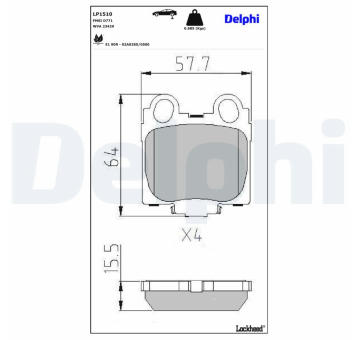 Sada brzdových destiček, kotoučová brzda DELPHI LP1510