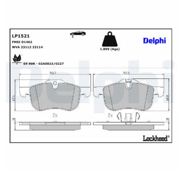 Sada brzdových destiček, kotoučová brzda DELPHI LP1521