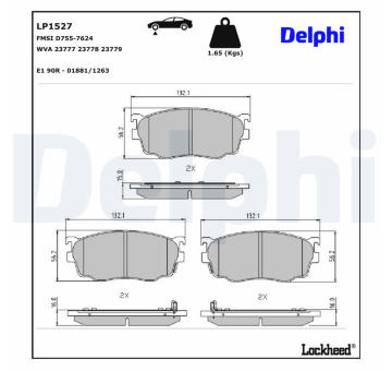 Sada brzdových destiček, kotoučová brzda DELPHI LP1527
