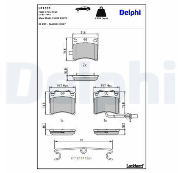 Sada brzdových platničiek kotúčovej brzdy DELPHI LP1535