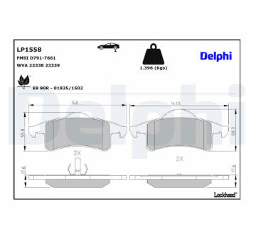 Sada brzdových destiček, kotoučová brzda DELPHI LP1558
