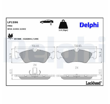 Sada brzdových destiček, kotoučová brzda DELPHI LP1596