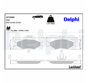 Sada brzdových platničiek kotúčovej brzdy DELPHI LP1604