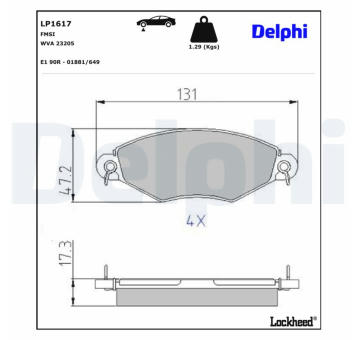 Sada brzdových platničiek kotúčovej brzdy DELPHI LP1617