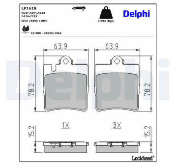 Sada brzdových platničiek kotúčovej brzdy DELPHI LP1618