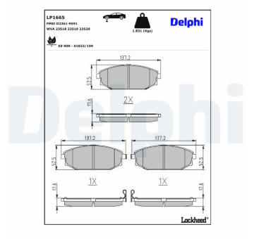 Sada brzdových platničiek kotúčovej brzdy DELPHI LP1665