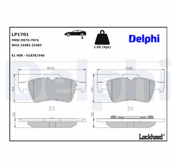 Sada brzdových platničiek kotúčovej brzdy DELPHI LP1701