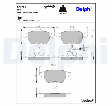 Sada brzdových platničiek kotúčovej brzdy DELPHI LP1706