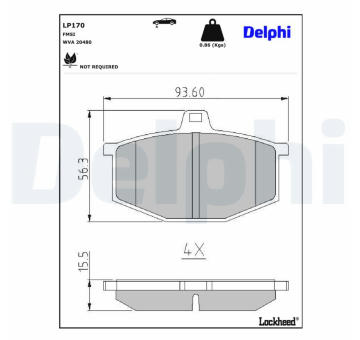 Sada brzdových destiček, kotoučová brzda DELPHI LP170