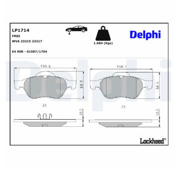 Sada brzdových destiček, kotoučová brzda DELPHI LP1714