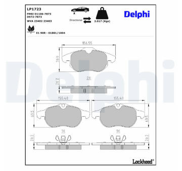 Sada brzdových platničiek kotúčovej brzdy DELPHI LP1723
