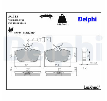 Sada brzdových platničiek kotúčovej brzdy DELPHI LP1733