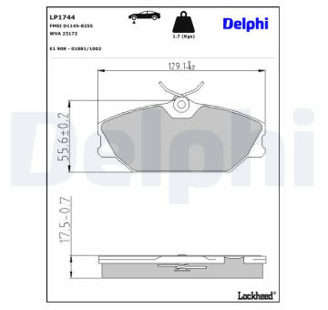Sada brzdových destiček, kotoučová brzda DELPHI LP1744