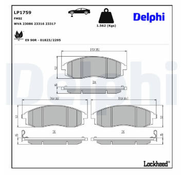 Sada brzdových destiček, kotoučová brzda DELPHI LP1759