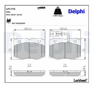 Sada brzdových destiček, kotoučová brzda DELPHI LP1776