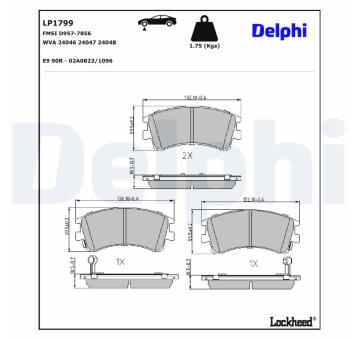 Sada brzdových platničiek kotúčovej brzdy DELPHI LP1799