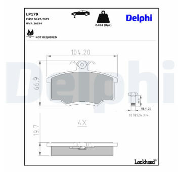 Sada brzdových destiček, kotoučová brzda DELPHI LP179