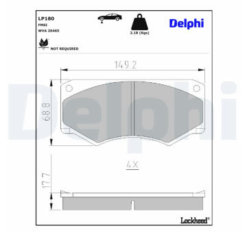 Sada brzdových destiček, kotoučová brzda DELPHI LP180