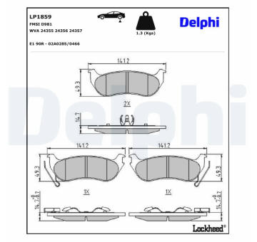 Sada brzdových platničiek kotúčovej brzdy DELPHI LP1859
