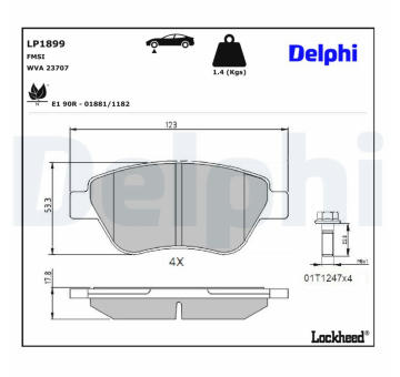 Sada brzdových platničiek kotúčovej brzdy DELPHI LP1899