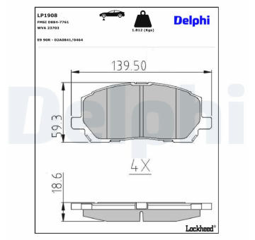 Sada brzdových platničiek kotúčovej brzdy DELPHI LP1908