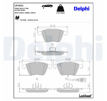 Sada brzdových platničiek kotúčovej brzdy DELPHI LP1921
