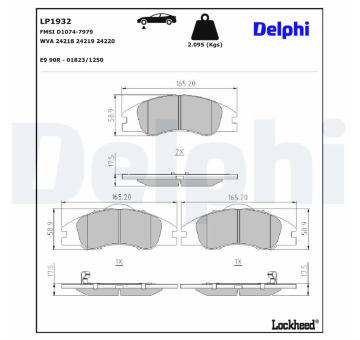 Sada brzdových destiček, kotoučová brzda DELPHI LP1932