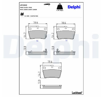 Sada brzdových platničiek kotúčovej brzdy DELPHI LP1942