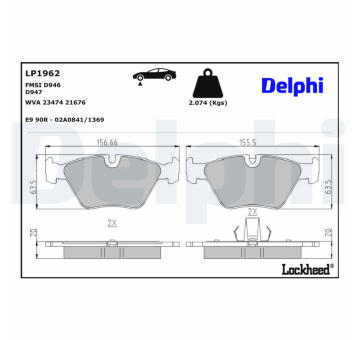 Sada brzdových platničiek kotúčovej brzdy DELPHI LP1962-18B1
