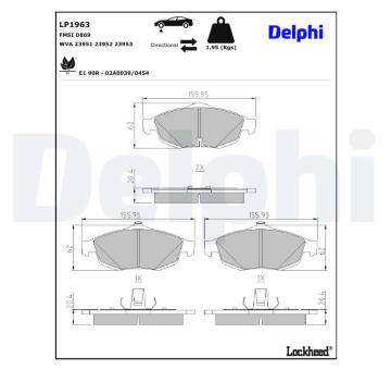 Sada brzdových destiček, kotoučová brzda DELPHI LP1963