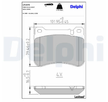 Sada brzdových platničiek kotúčovej brzdy DELPHI LP1979