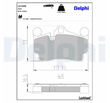 Sada brzdových platničiek kotúčovej brzdy DELPHI LP1998