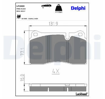 Sada brzdových platničiek kotúčovej brzdy DELPHI LP2009