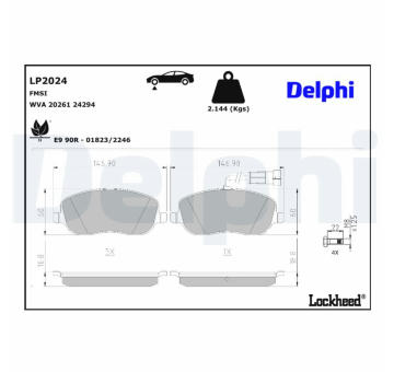 Sada brzdových destiček, kotoučová brzda DELPHI LP2024