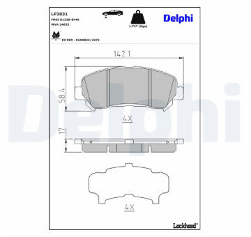 Sada brzdových destiček, kotoučová brzda DELPHI LP2031
