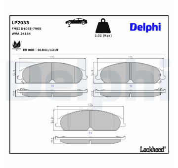 Sada brzdových platničiek kotúčovej brzdy DELPHI LP2033