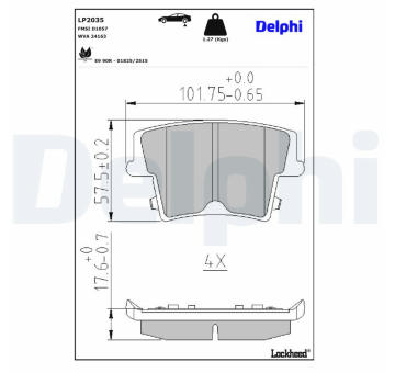 Sada brzdových destiček, kotoučová brzda DELPHI LP2035