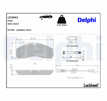 Sada brzdových platničiek kotúčovej brzdy DELPHI LP2042