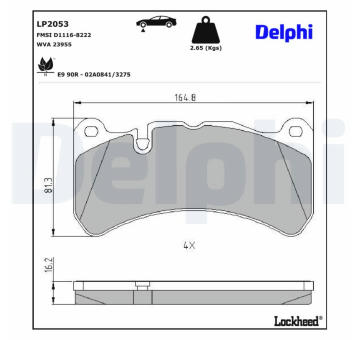 Sada brzdových destiček, kotoučová brzda DELPHI LP2053
