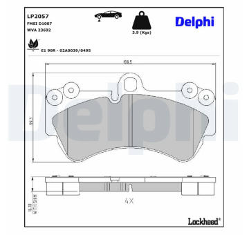 Sada brzdových destiček, kotoučová brzda DELPHI LP2057