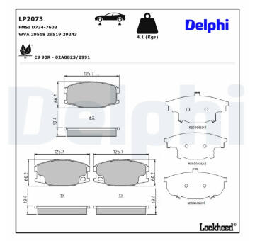 Sada brzdových destiček, kotoučová brzda DELPHI LP2073