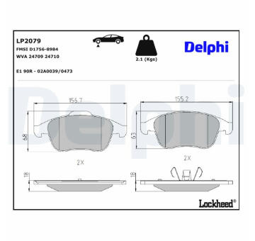 Sada brzdových platničiek kotúčovej brzdy DELPHI LP2079