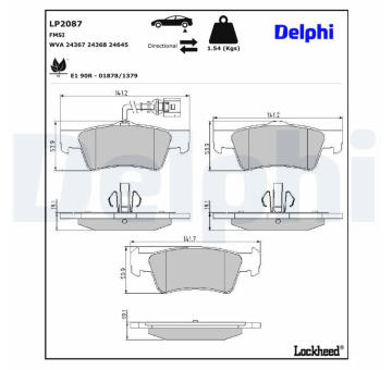 Sada brzdových platničiek kotúčovej brzdy DELPHI LP2087
