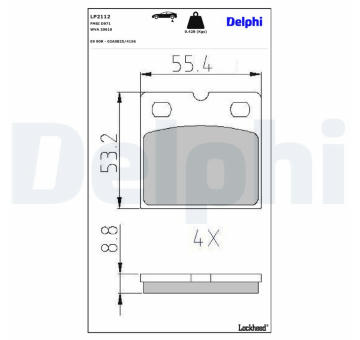 Sada brzdových destiček, parkovací brzda DELPHI LP2112