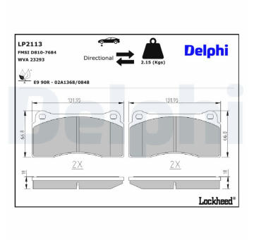 Sada brzdových destiček, kotoučová brzda DELPHI LP2113