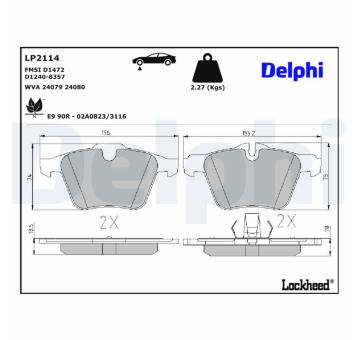 Sada brzdových destiček, kotoučová brzda DELPHI LP2114