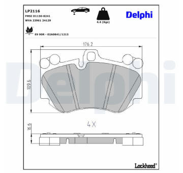 Sada brzdových destiček, kotoučová brzda DELPHI LP2116