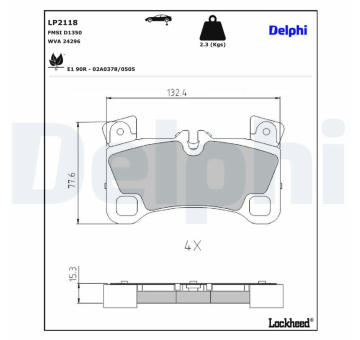 Sada brzdových destiček, kotoučová brzda DELPHI LP2118