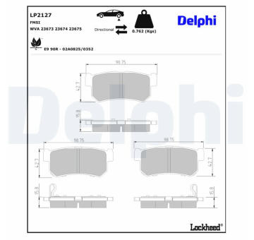 Sada brzdových destiček, kotoučová brzda DELPHI LP2127