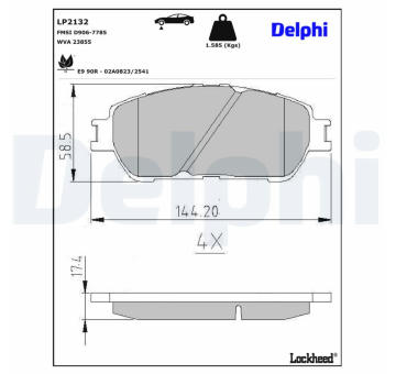 Sada brzdových destiček, kotoučová brzda DELPHI LP2132